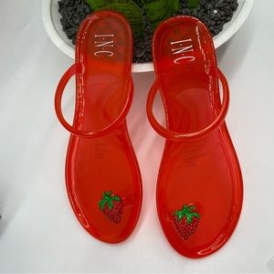 INC Womens Loren Toe-Loop Solid Jelly Sandals toe ring strawberry In Red 10